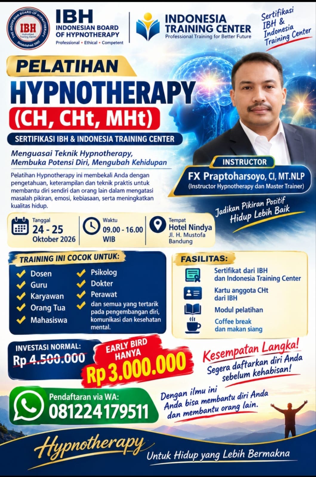 Pelatihan Hypnotherapy (CH, CHt, MHT)